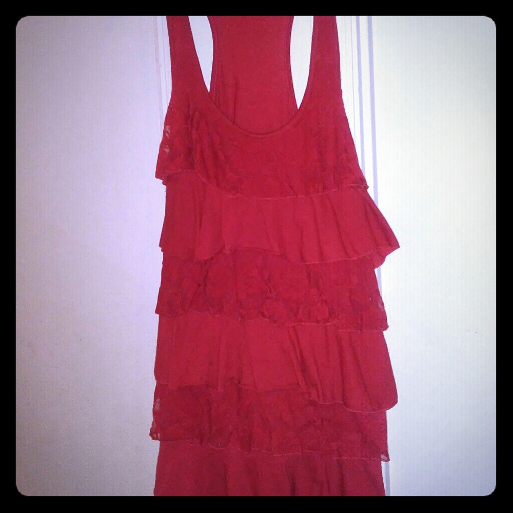⚡5 for $25⚡Red ruffle razor back Tank